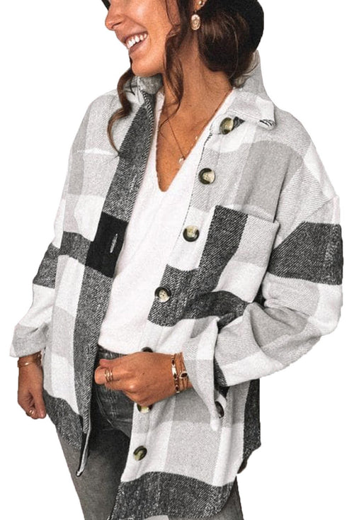Plaid shirt with pocket casual coat